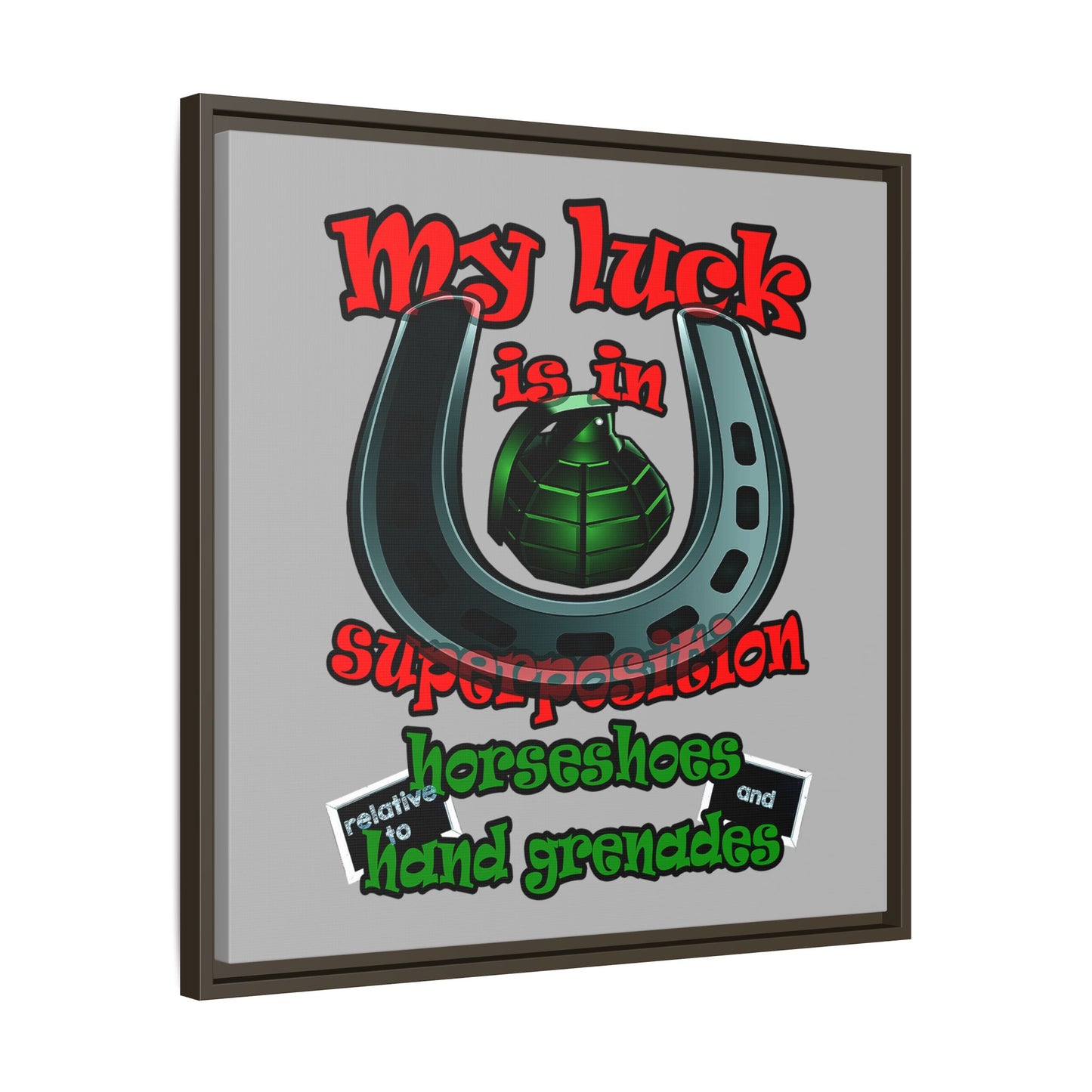 my luck - framed canvas art (light grey)