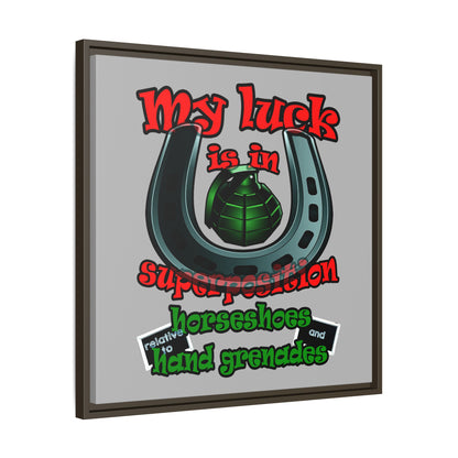 my luck - framed canvas art (light grey)