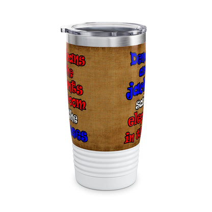 donkeys and elephants - Ringneck Tumbler, 20oz (brown papyrus)