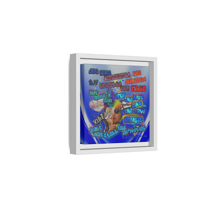 drop the beat - framed canvas art (blue-white wave)