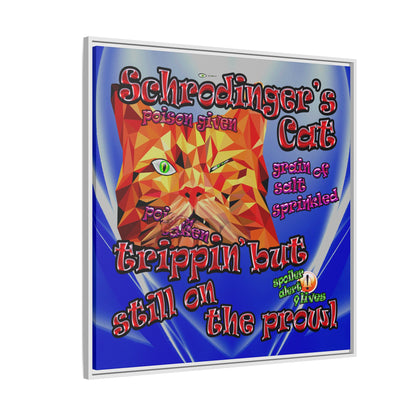 schrodinger's cat - framed canvas art (blue-white wave)