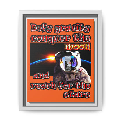 defy conquer reach - framed canvas art (orange)