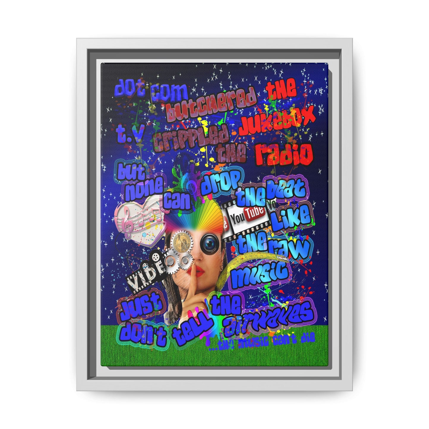drop the beat - framed canvas art ('snoops' background)