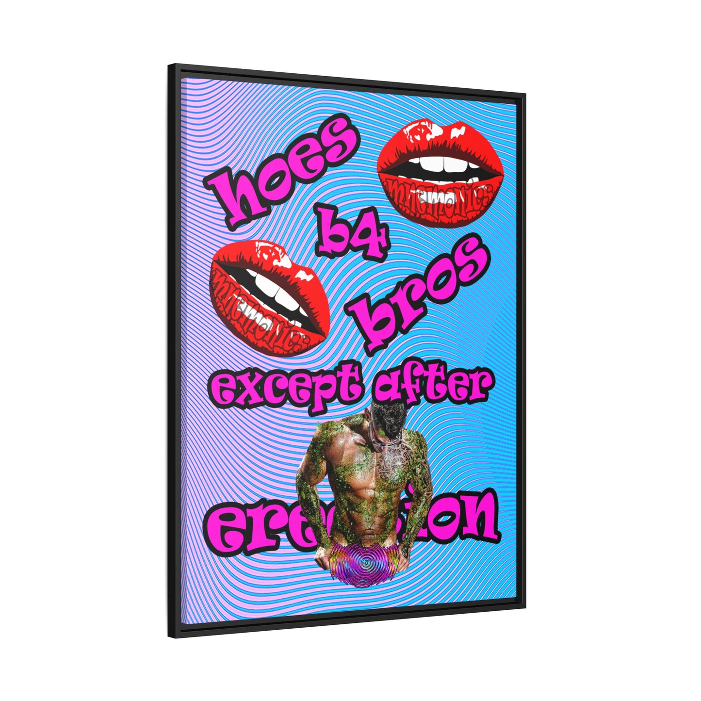 hoes b4 bros - framed canvas art (light blue-purple wave)
