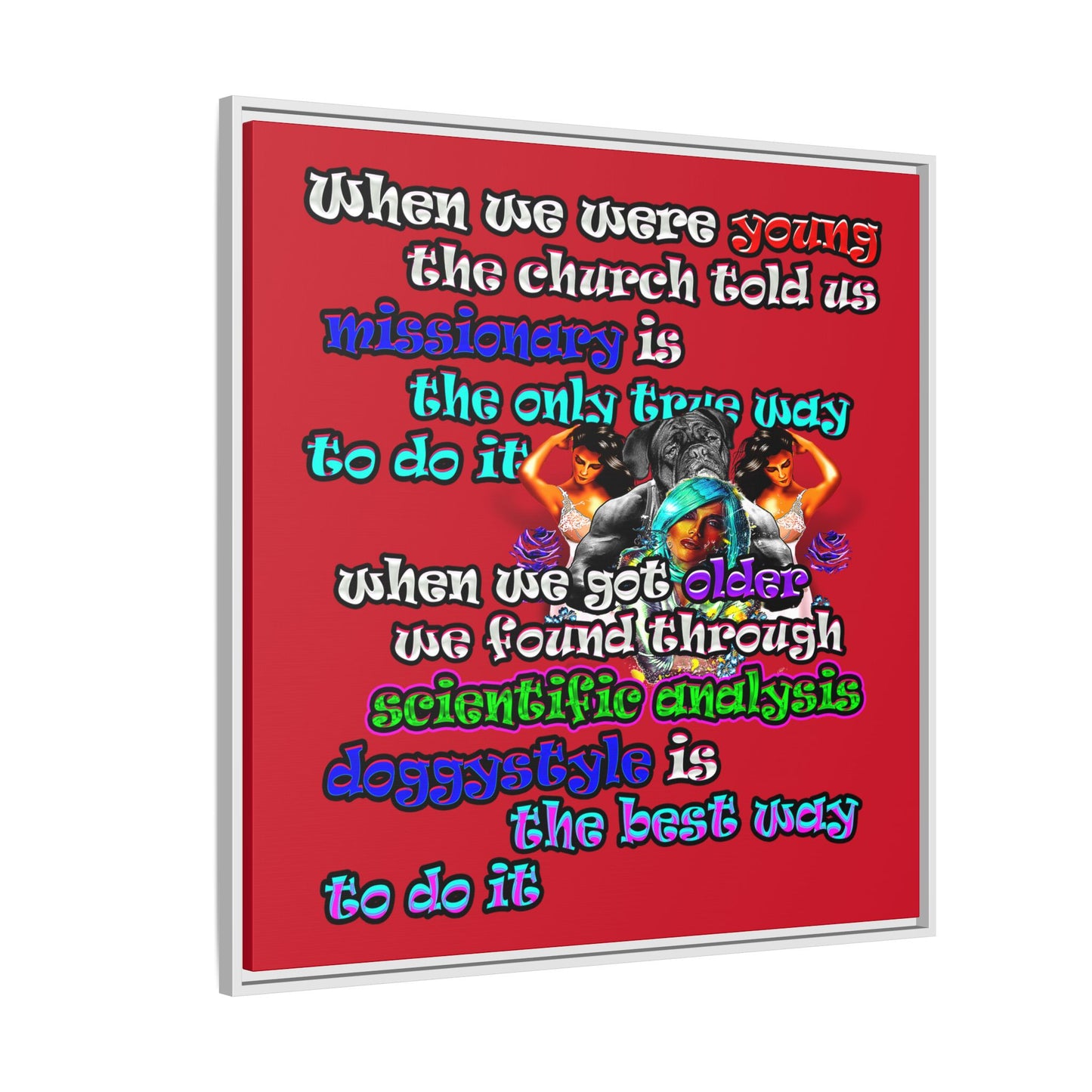 doggystyle - framed canvas art (dark red)