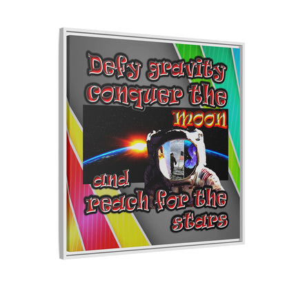 defy conquer reach - framed canvas art (rainbow split)