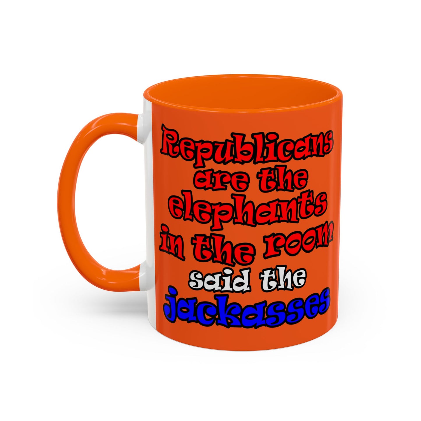 donkeys and elephants - Accent Mug (orange)