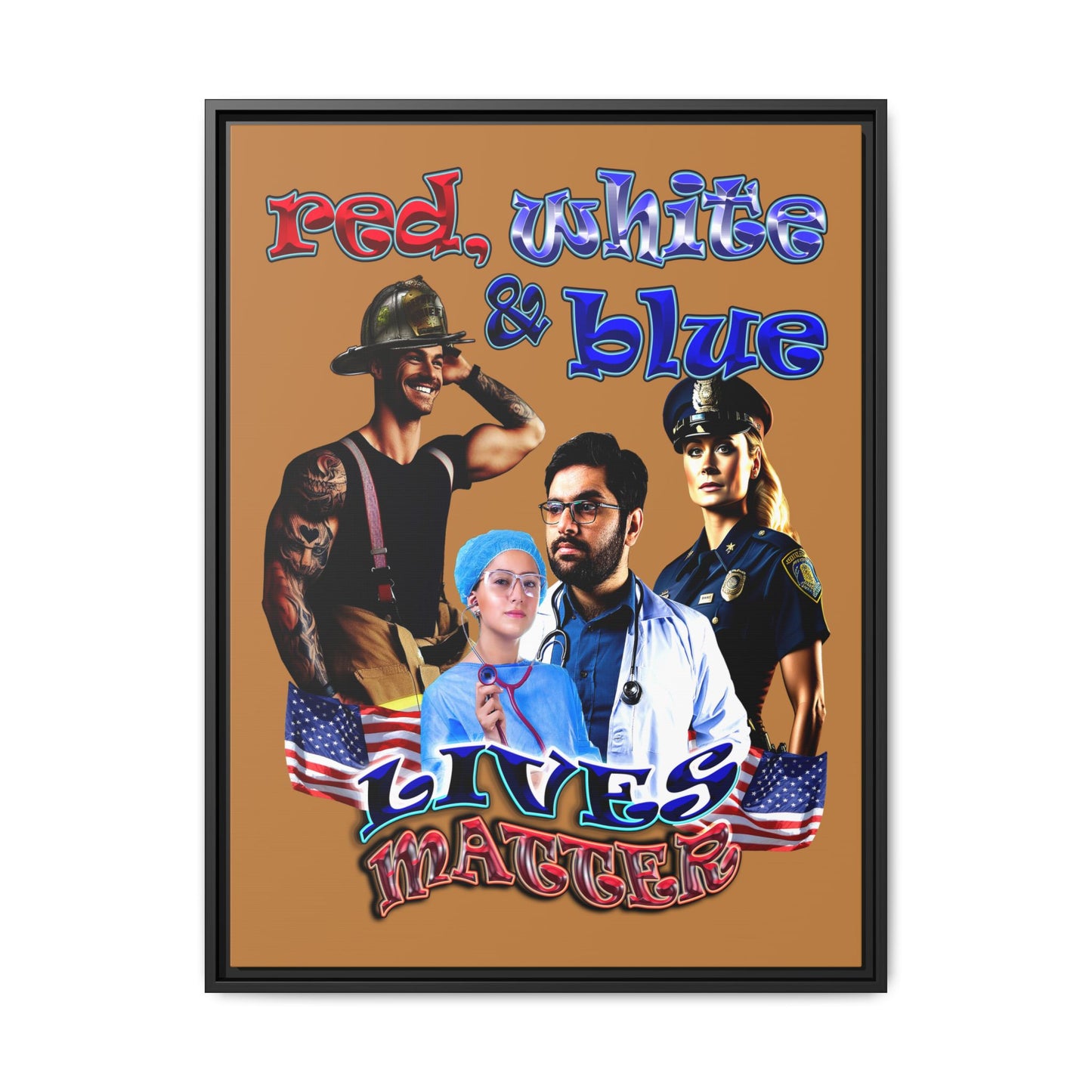 rw&b lives matter - framed canvas art (light brown)
