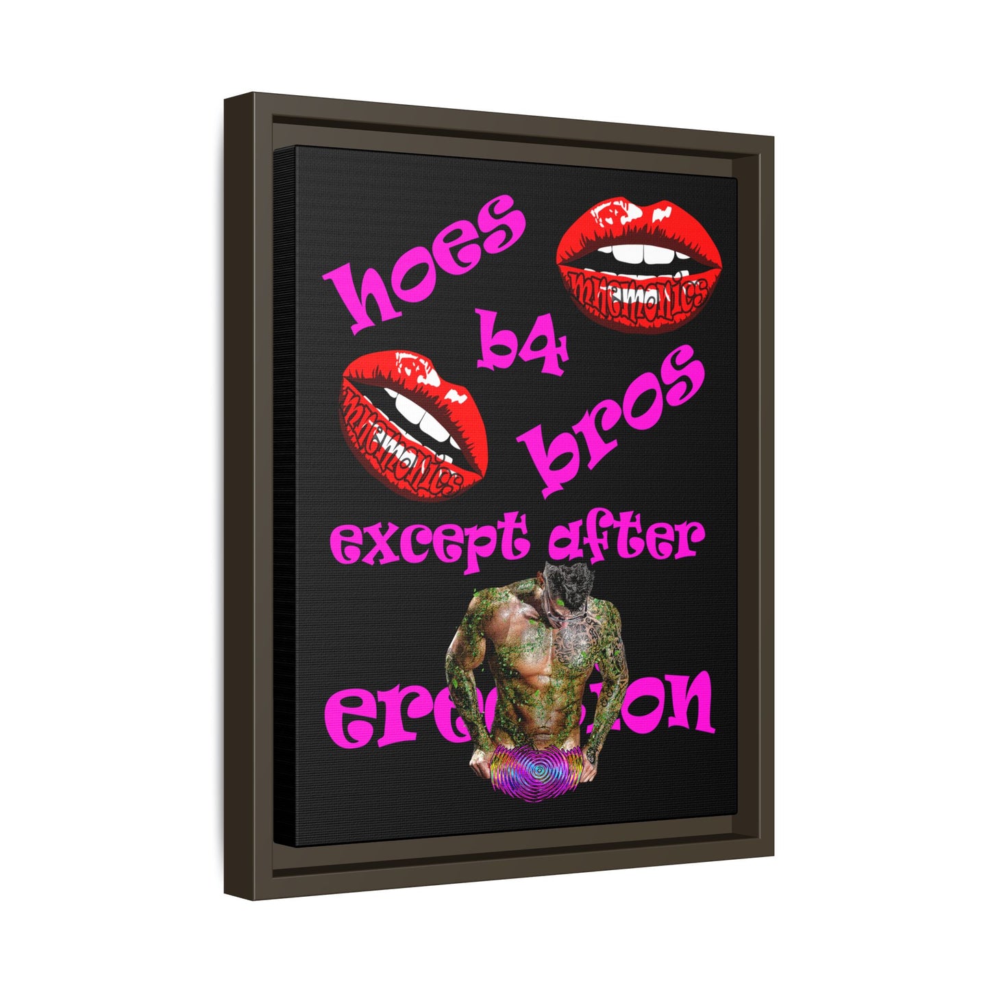 hoes b4 bros - framed canvas art (black)