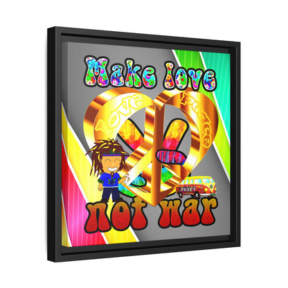 love peace - framed canvas art (rainbow split)
