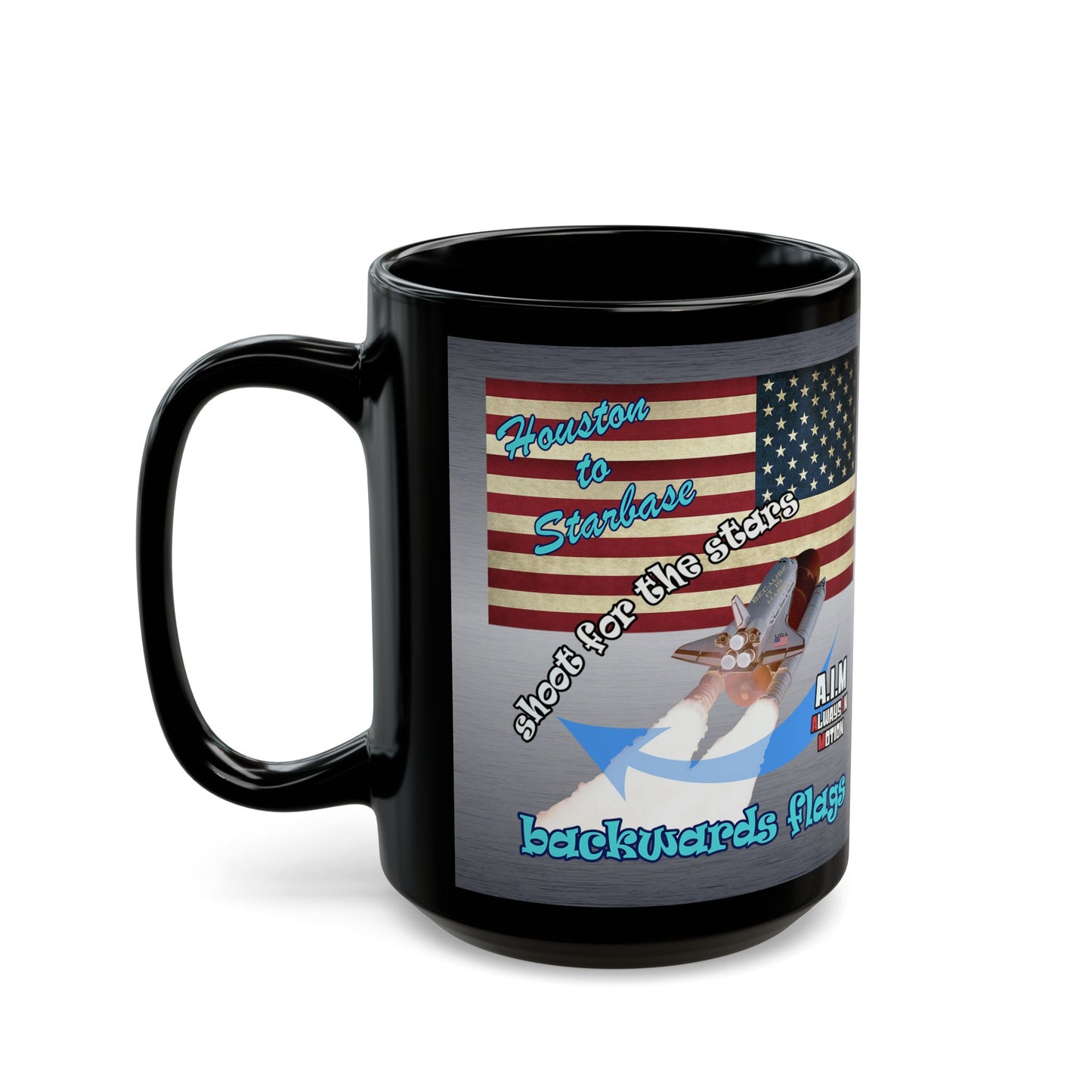 shoot for the stars - Black Mug (brushed nickel)