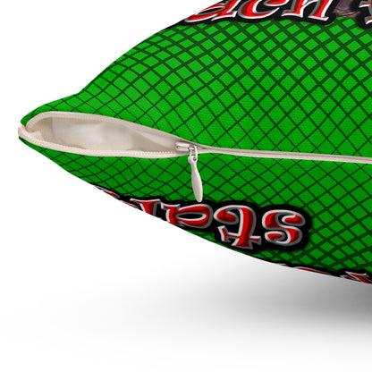 defy conquer reach - Spun Polyester Square Pillow - (logo green)