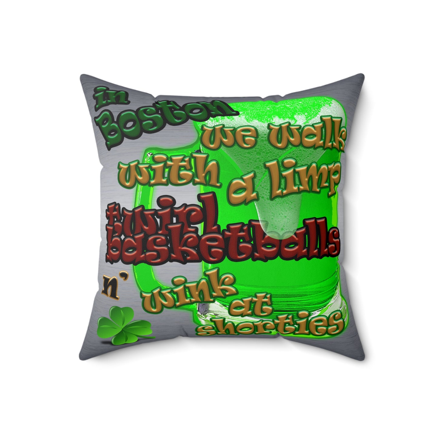 celtics logo - Spun Polyester Square Pillow - (brushed nickel)