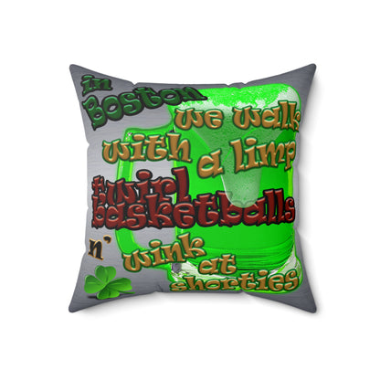 celtics logo - Spun Polyester Square Pillow - (brushed nickel)