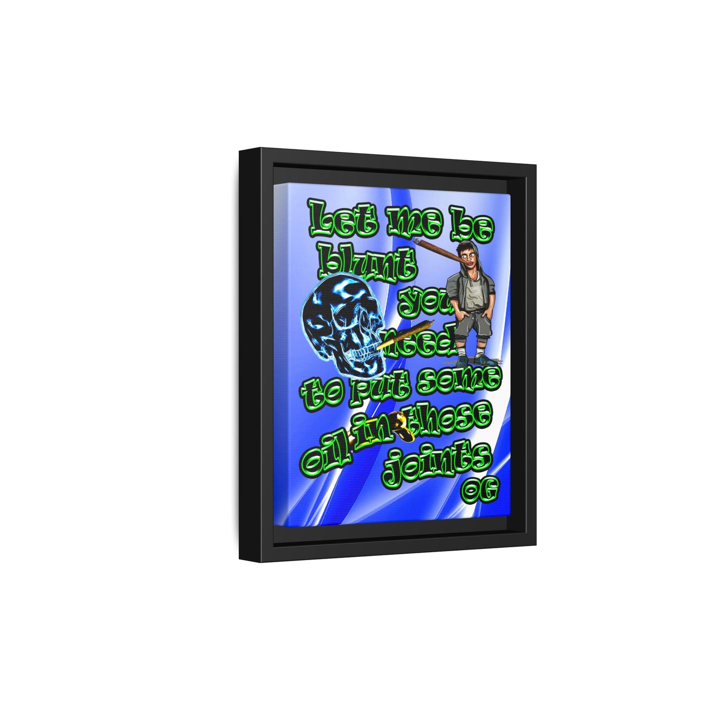 og - framed canvas art (blue-white wave)