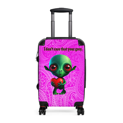 I don't care that your grey - Suitcase (pink swirl)