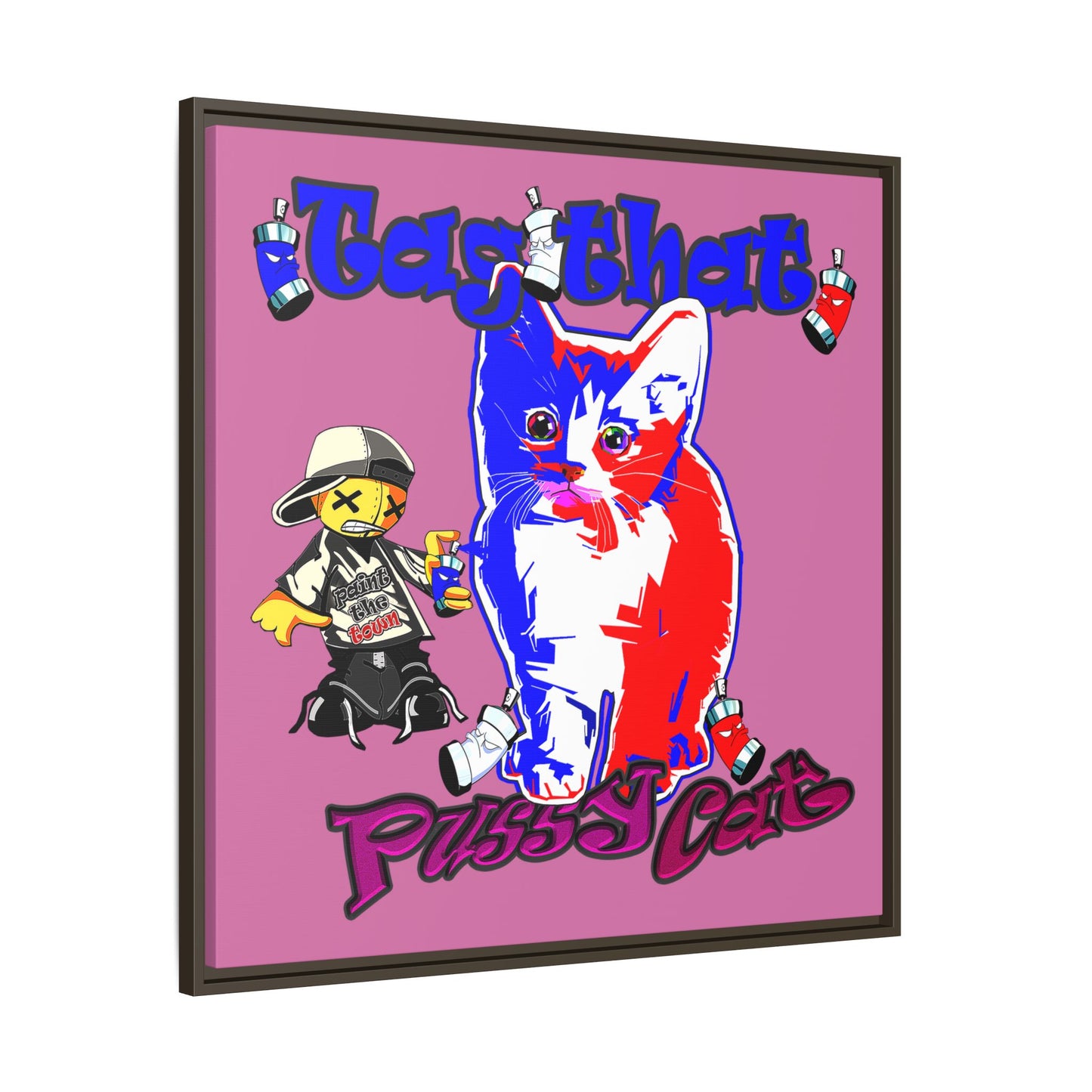 tag that - framed canvas art (light pink)