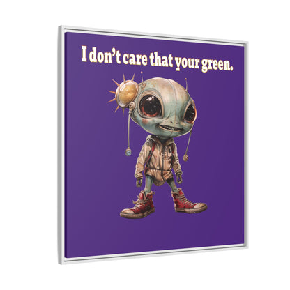 I don't care that your green - framed canvas art (purple)