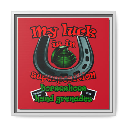 my luck - framed canvas art (dark red)