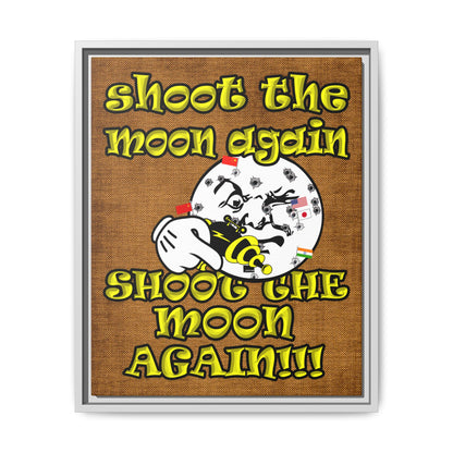 shoot the moon again - framed canvas art (brown papyrus)