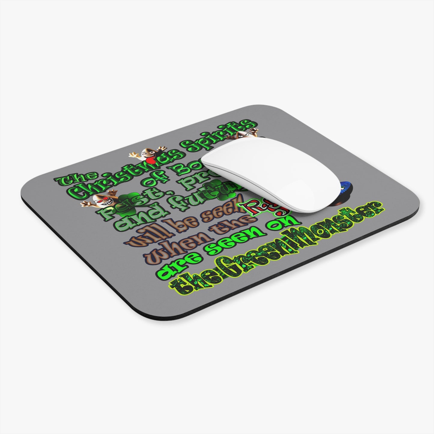 christmas spirits of boston - Mouse Pad (Rectangle) (grey)