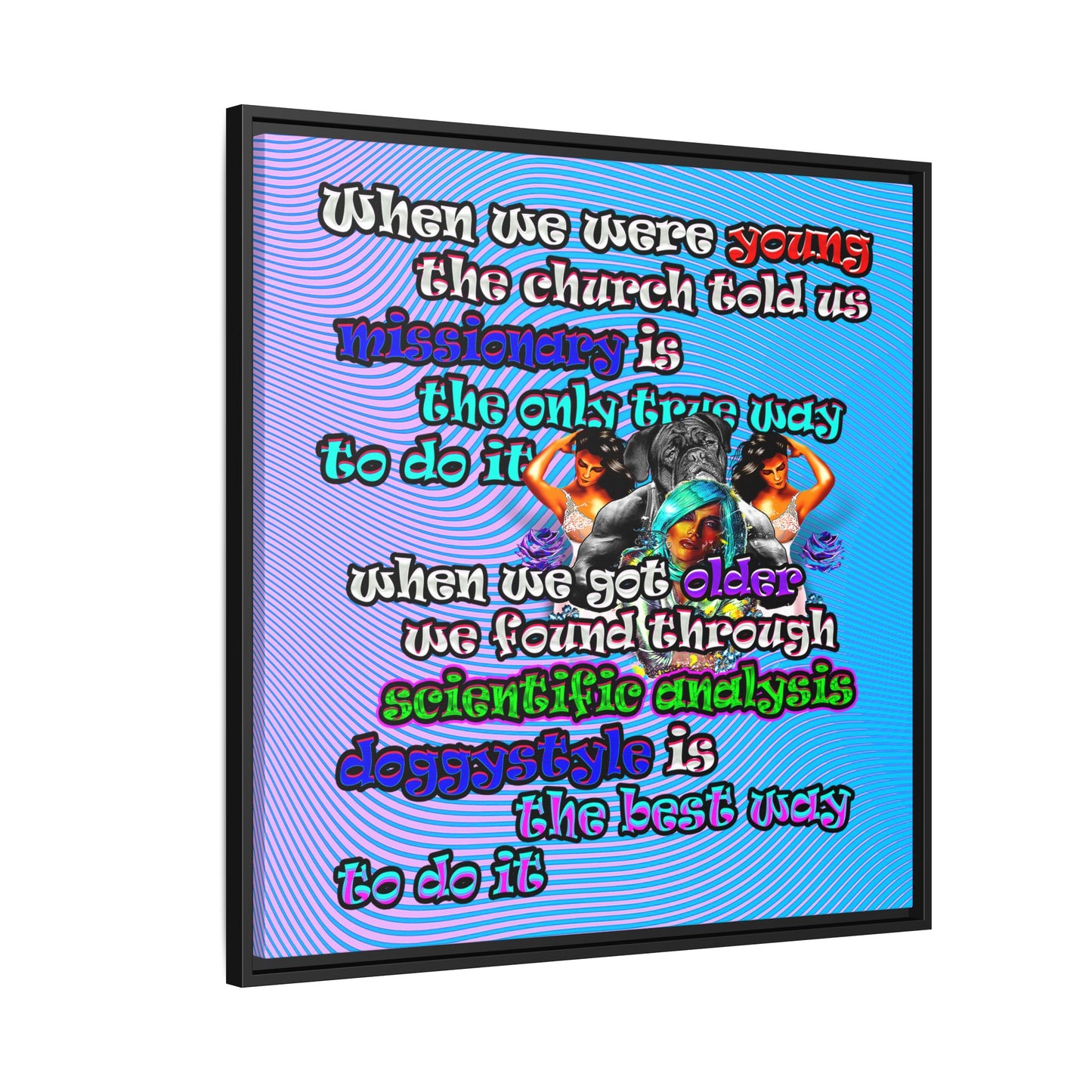 doggystyle - framed canvas art (light blue-purple wave)