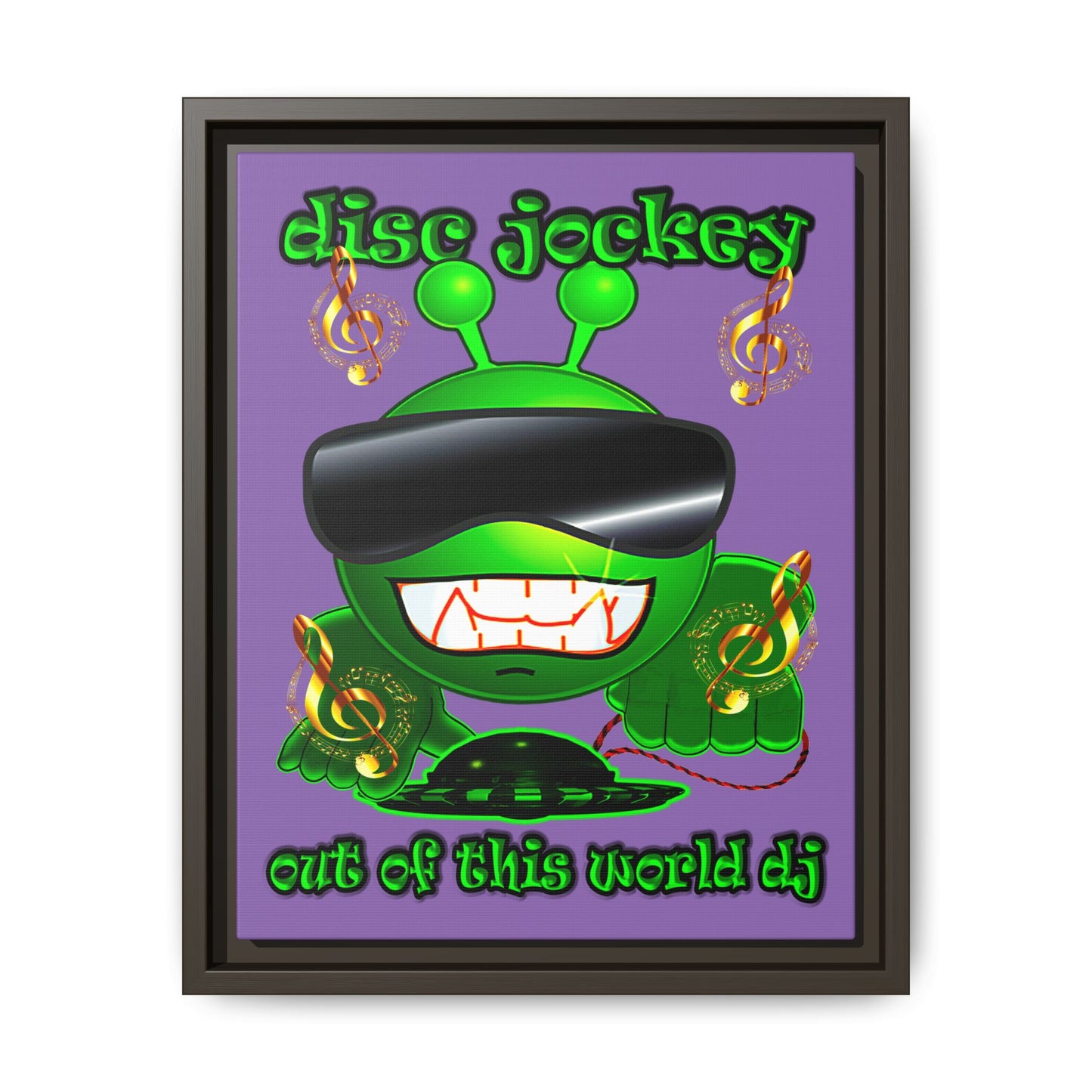 disc jockey - framed canvas art (light purple)