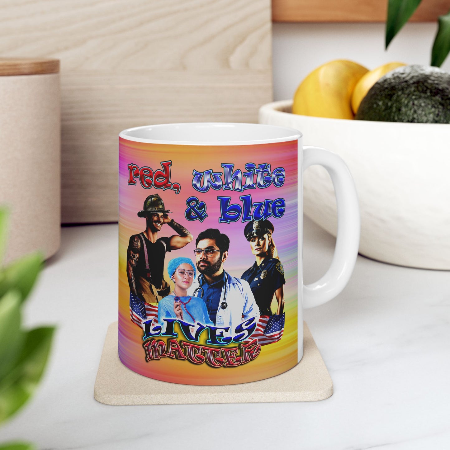 rw&b lives matter - White Mug (color blur)