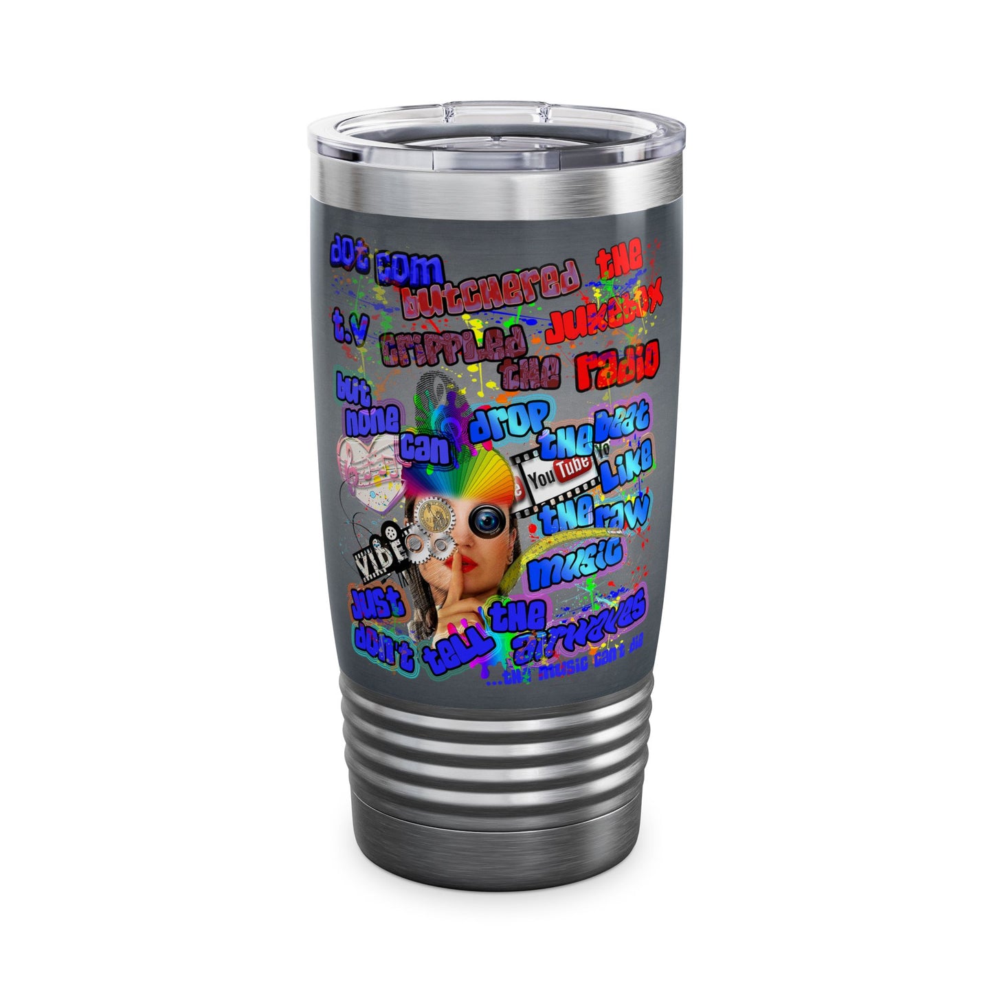 drop the beat - Ringneck Tumbler, 20oz  (grey-light grey)