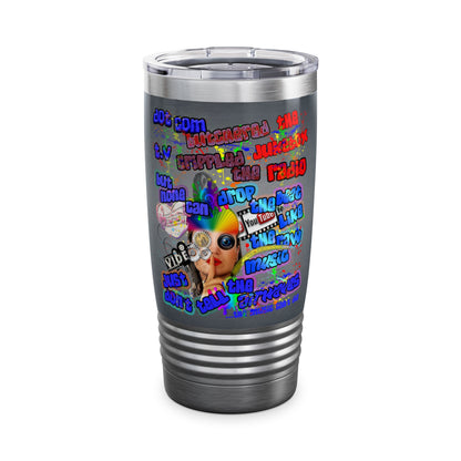 drop the beat - Ringneck Tumbler, 20oz  (grey-light grey)