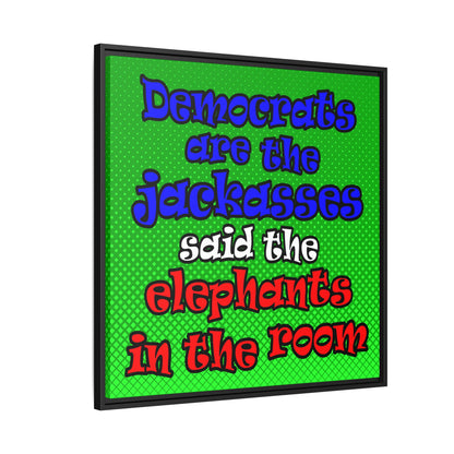 donkeys and elephants - framed canvas art (logo green)