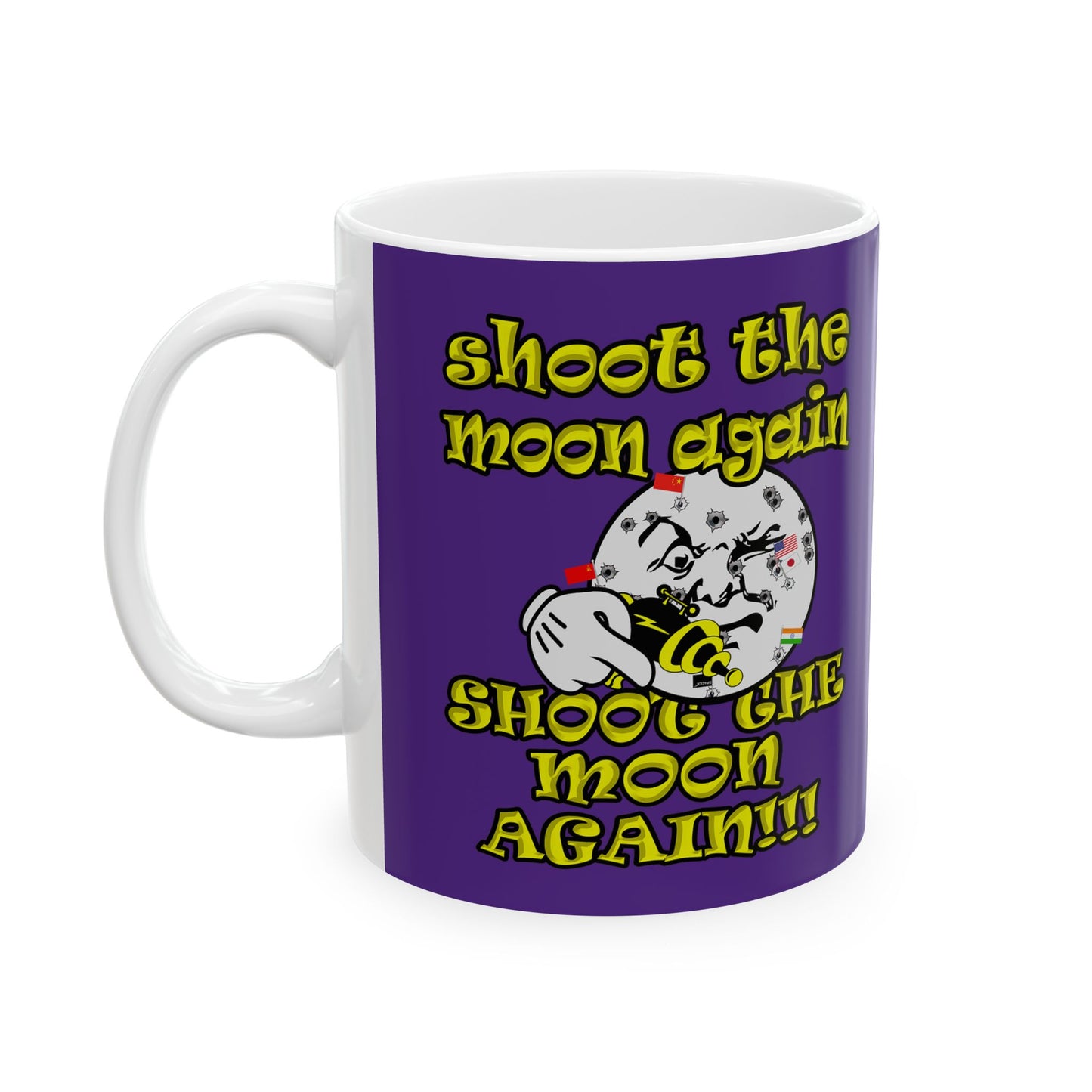 shoot the moon again - White Mug (purple)