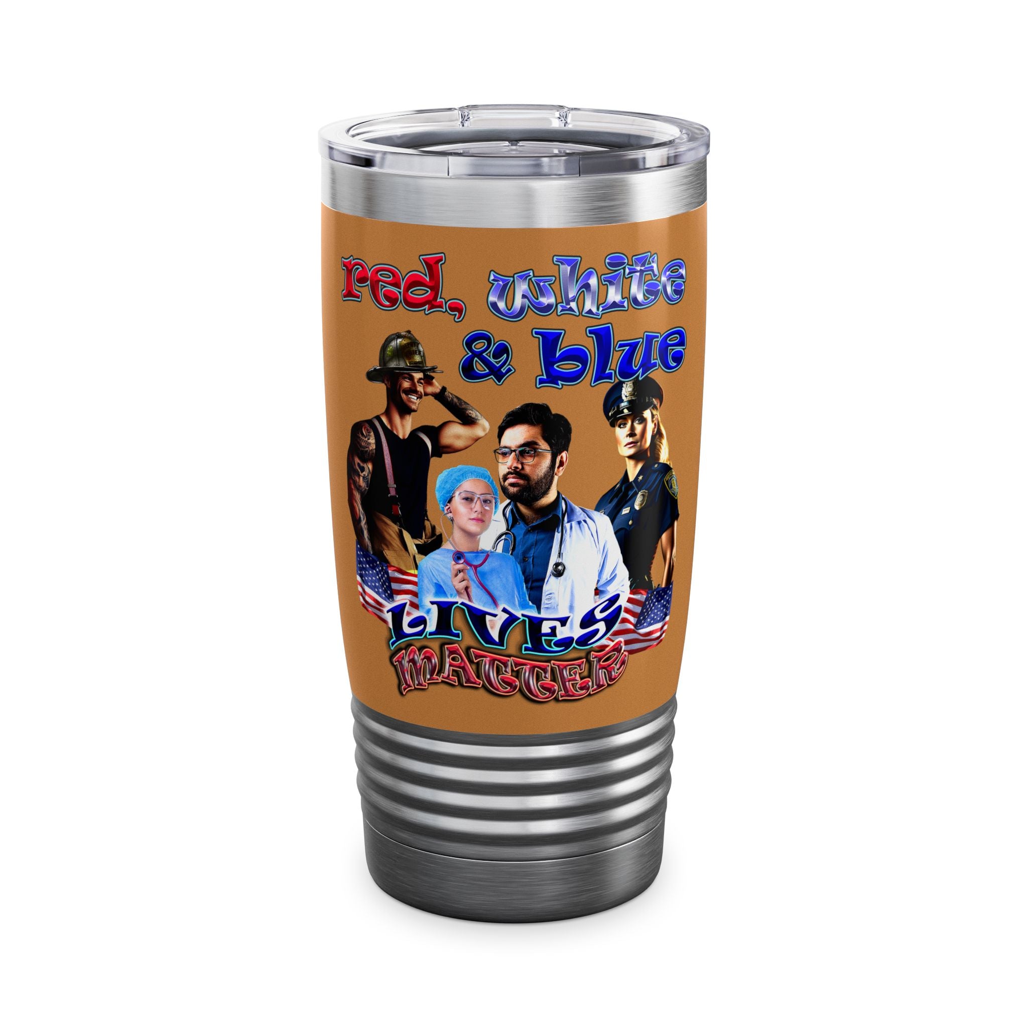 rw&b lives matter - Ringneck Tumbler, 20oz (light brown)