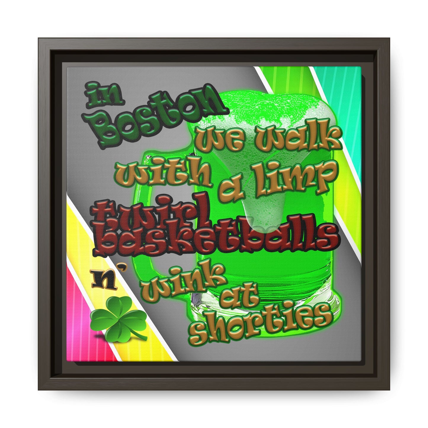 celtics logo - framed canvas art (rainbow split)