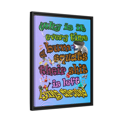 the bum's shit - framed canvas art (light blue-purple wave)