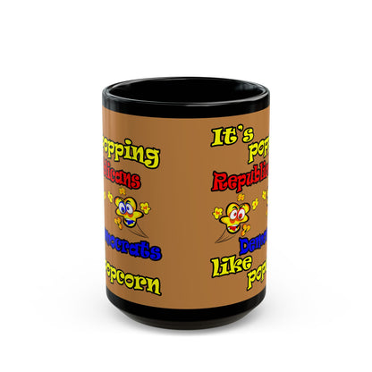 popping like popcorn - Black Mug (light brown)