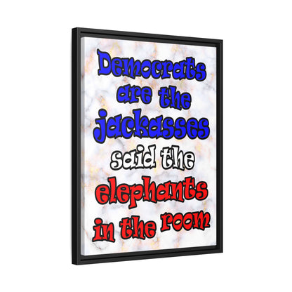 donkeys and elephants - framed canvas art (white marble)