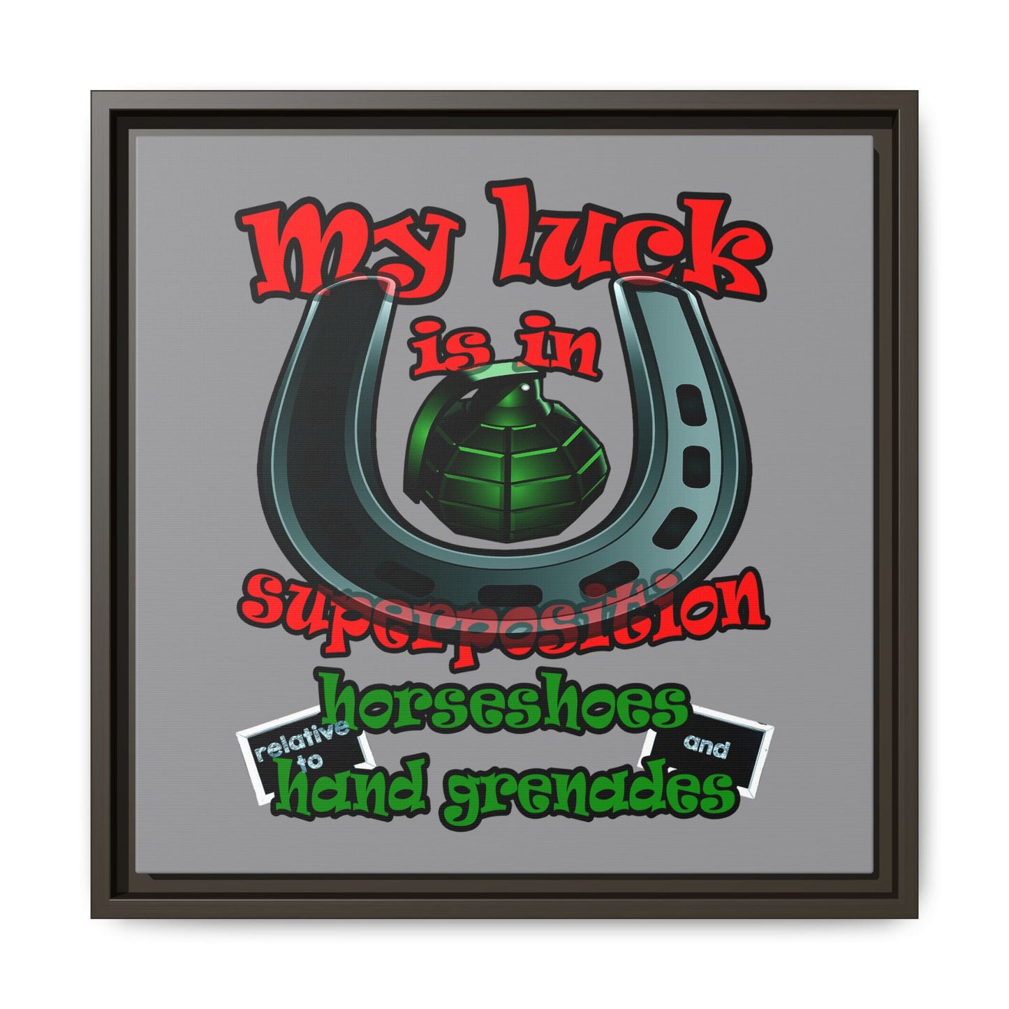 my luck - framed canvas art (grey)