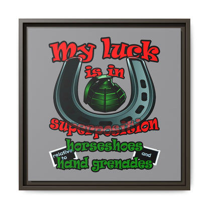 my luck - framed canvas art (grey)