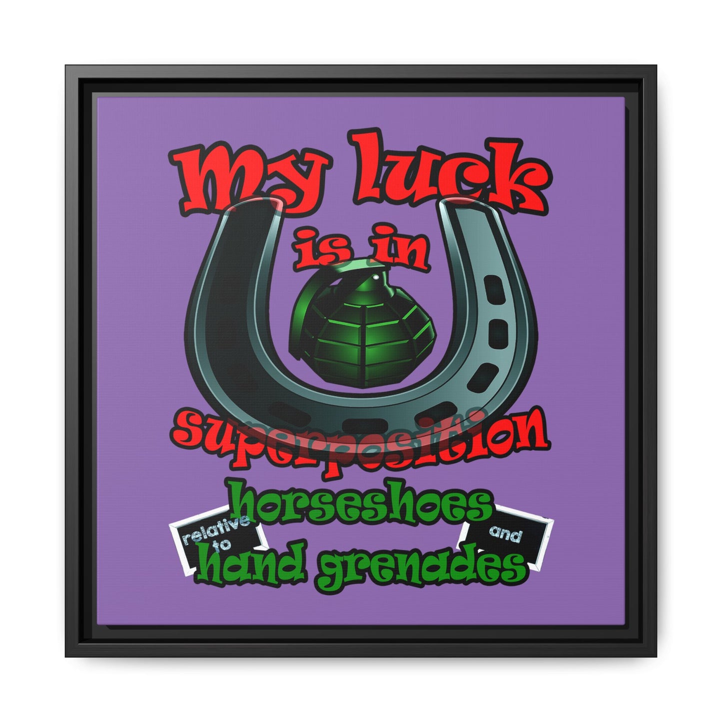 my luck - framed canvas art (light purple)