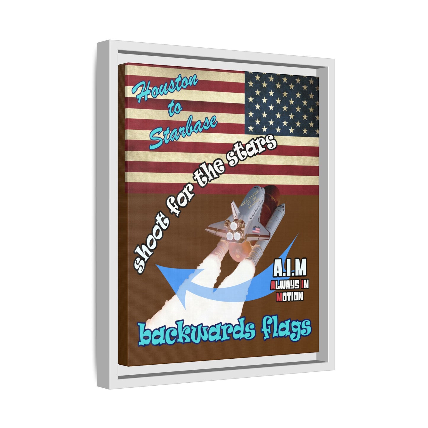 shoot for the stars - framed canvas art (brown)