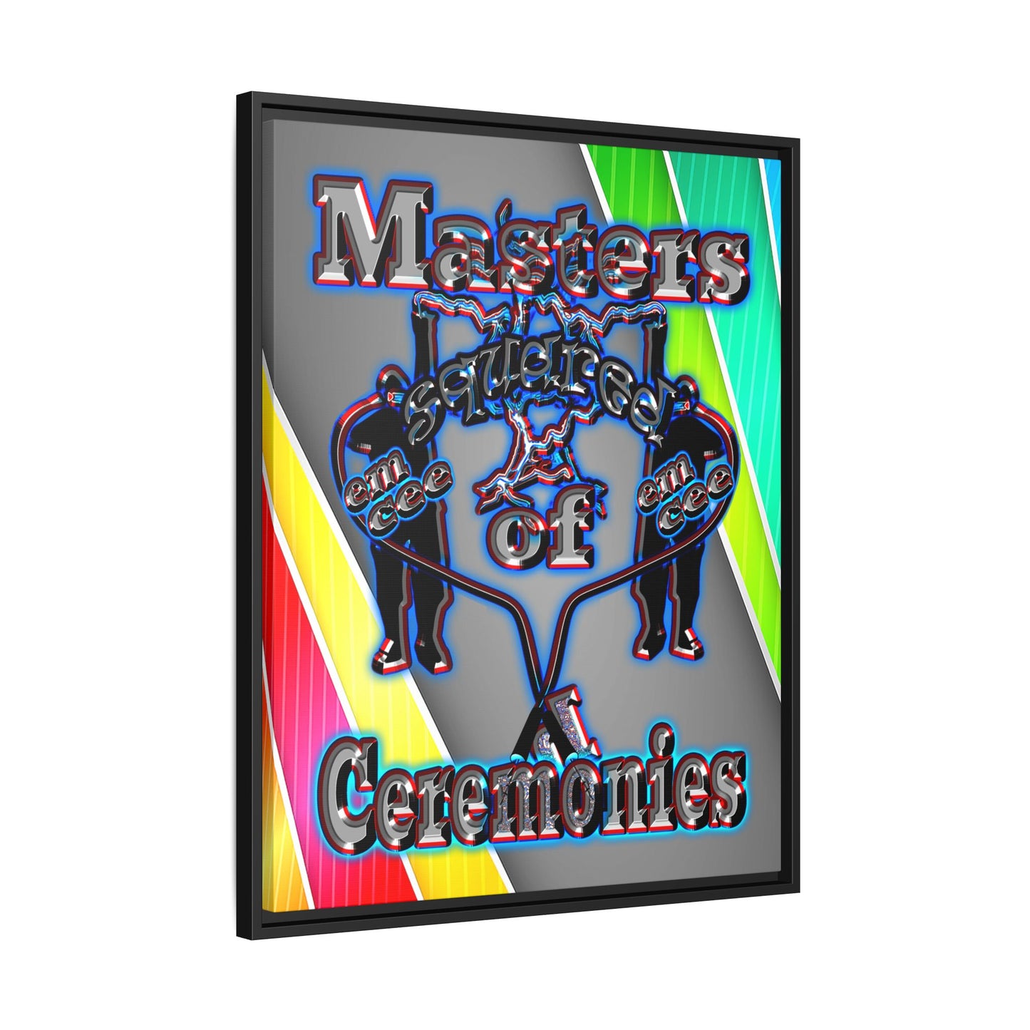 em cee squared - framed canvas art (rainbow split)