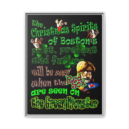 christmas spirits of boston - framed canvas art (black)