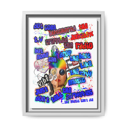 drop the beat - framed canvas art (white)