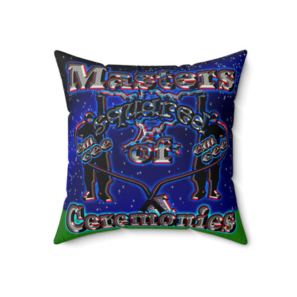 em cee squared - Faux Suede Square Pillow - ('snoops' background)