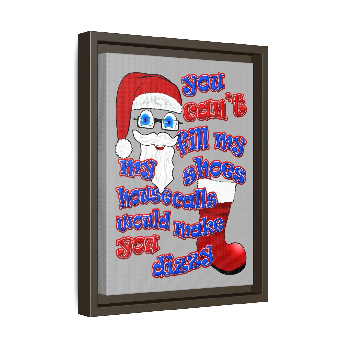 santa's shoes - framed canvas art (light grey)