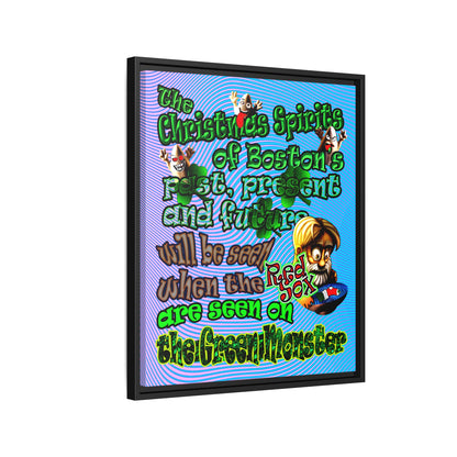christmas spirits of boston - framed canvas art (light blue-purple wave)
