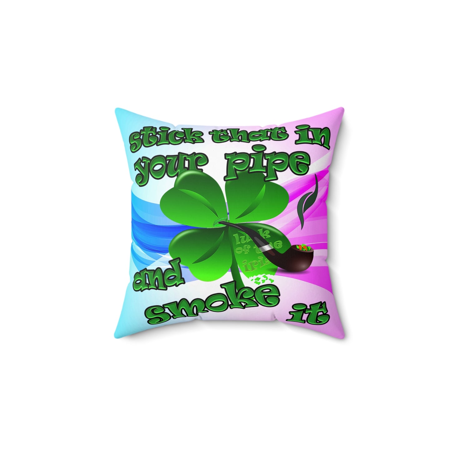 celtics logo - Spun Polyester Square Pillow - (light blue-pink wave)