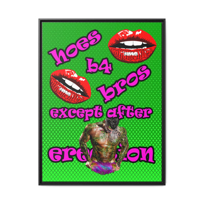 hoes b4 bros - framed canvas art (logo green)