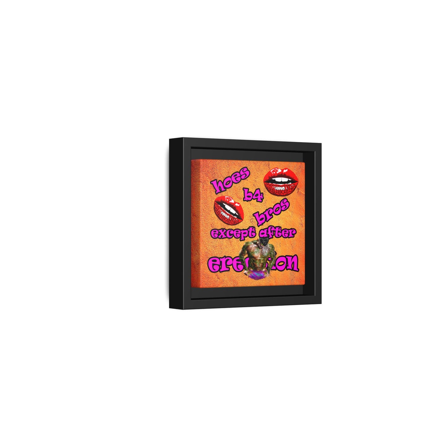 hoes b4 bros - framed canvas art (burnt orange)